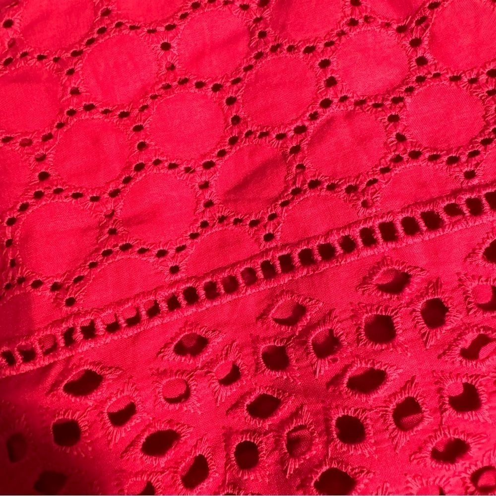 Isaac Mizrahi Red Maxi Dress  XS Eyelet Fully Lined Elastic at Waist NEW 54" - Picture 11 of 15